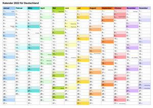 Kalender 2022 für die Schweiz herunterladen